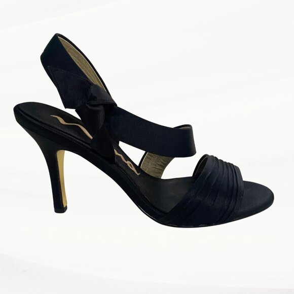 Nina Vitoria Black Luster Sandal, 3.5" Heels, Size 7.5 M US, 37.5 EU - Picture 2 of 11